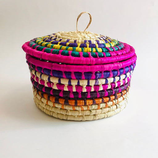 Colorful Palm Fiber Tortillero / Bread Basket