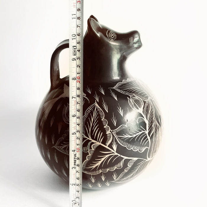 Burnished Clay Dog Pitcher - Brown