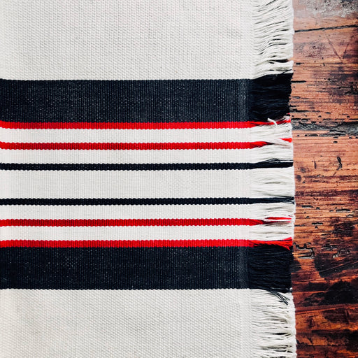 Striped Placemats - Navy & Dark Red - Handmade on Pedal Loom - Set of 4