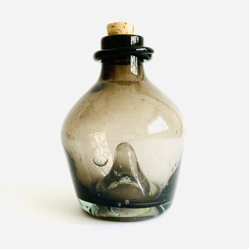 Blown Glass Wasp Catcher Style Tequila / Mezcal Bottle -Smoke