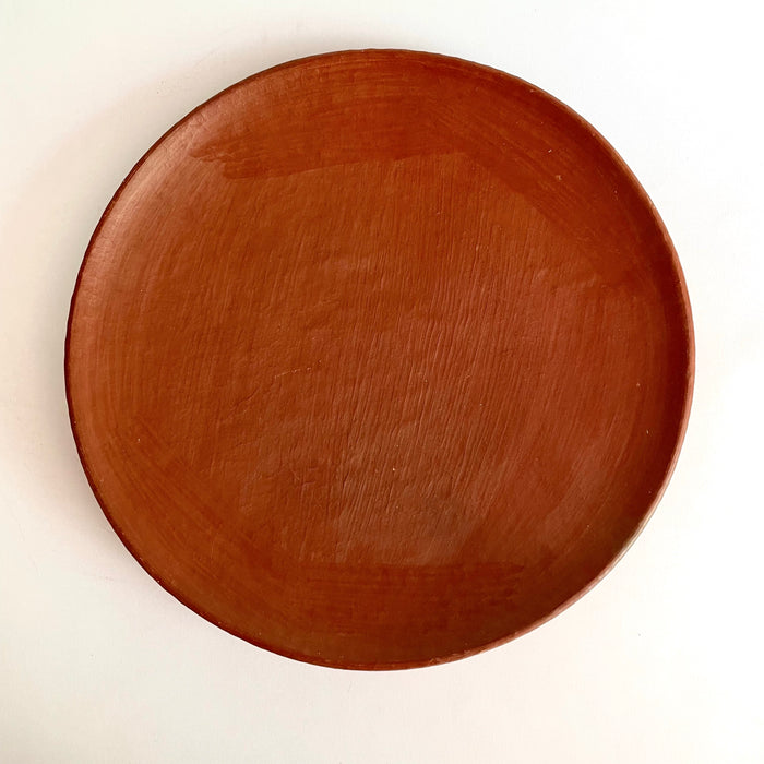 Red Clay Plate with Base- Large - 10”