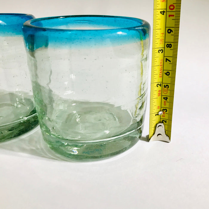 Blown Glass Tumbler With Colored Rim