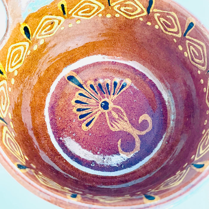 Hand-Painted and Glazed Pot with Handle - Cazuela Sartén