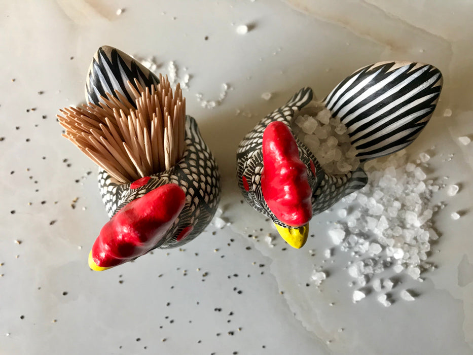 Painted Rooster Salt and Pepper Shakers - 2 pieces