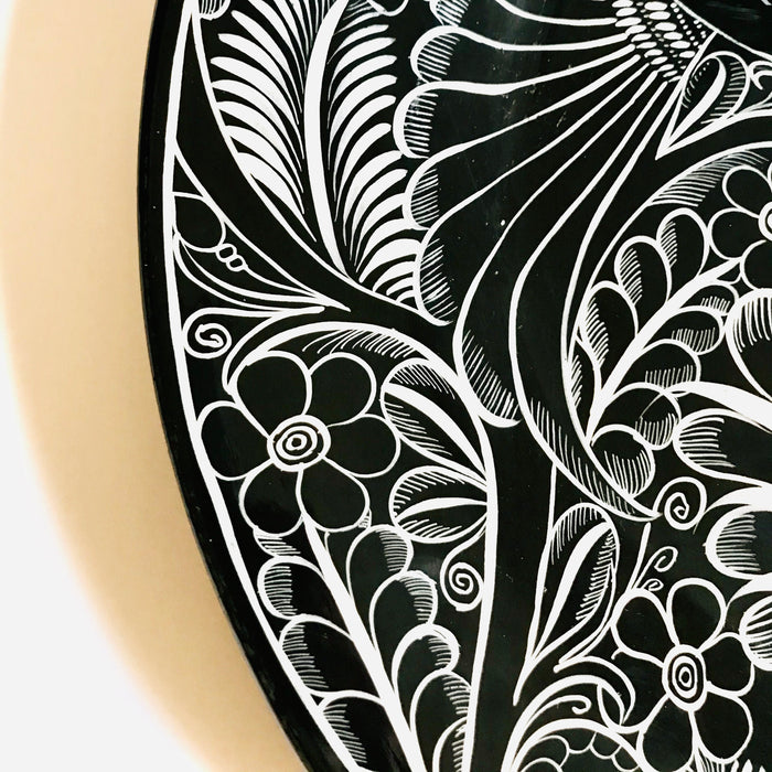 Black Hand-Painted Glazed Serving Plate