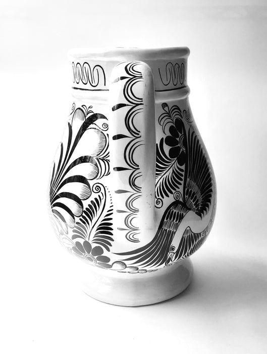 White Hand-Painted Glazed Pitcher