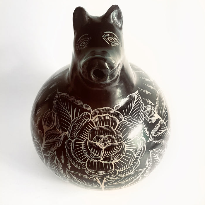 Burnished Clay Dog Pitcher - Brown