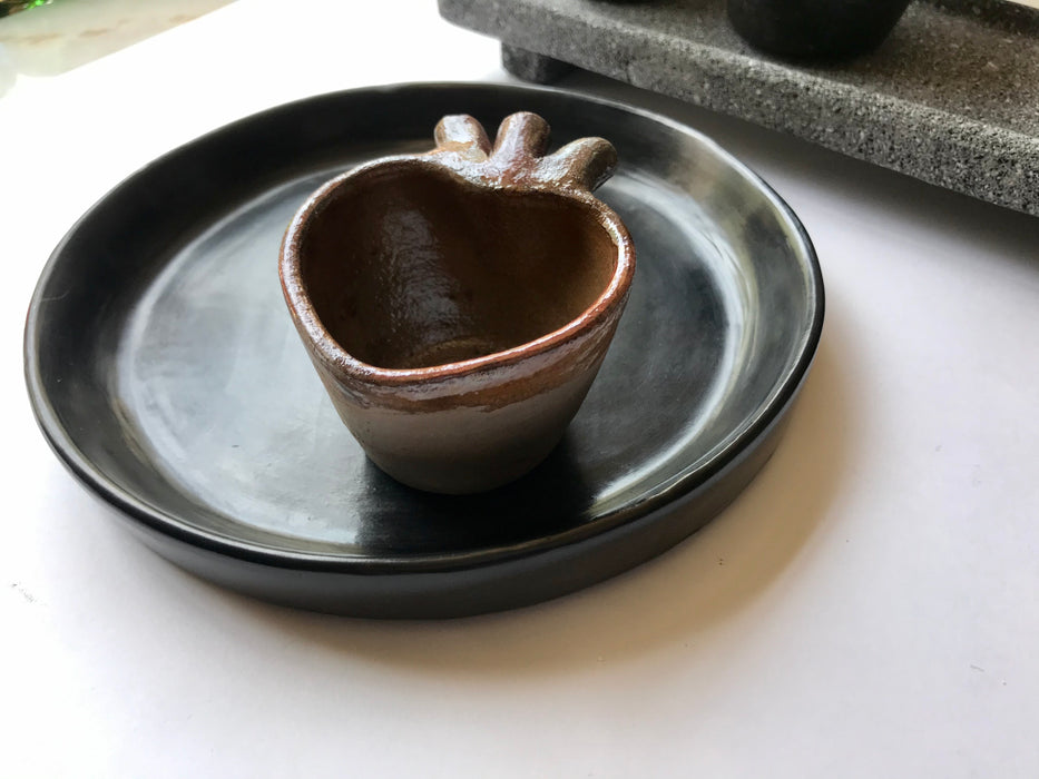 Black Clay Tray for Serving Shot Glasses, Copitas and Jícaras