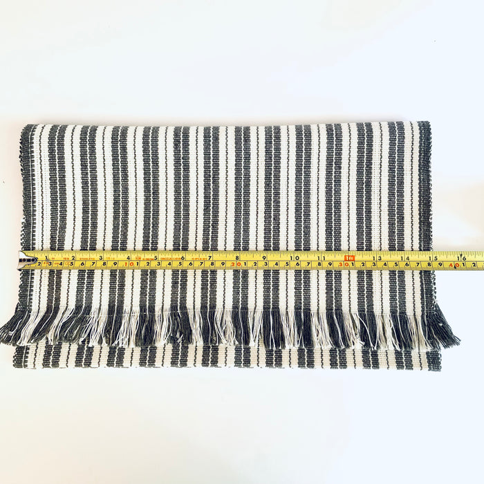 Pedal Loom Cotton Table Runner - White & Gray