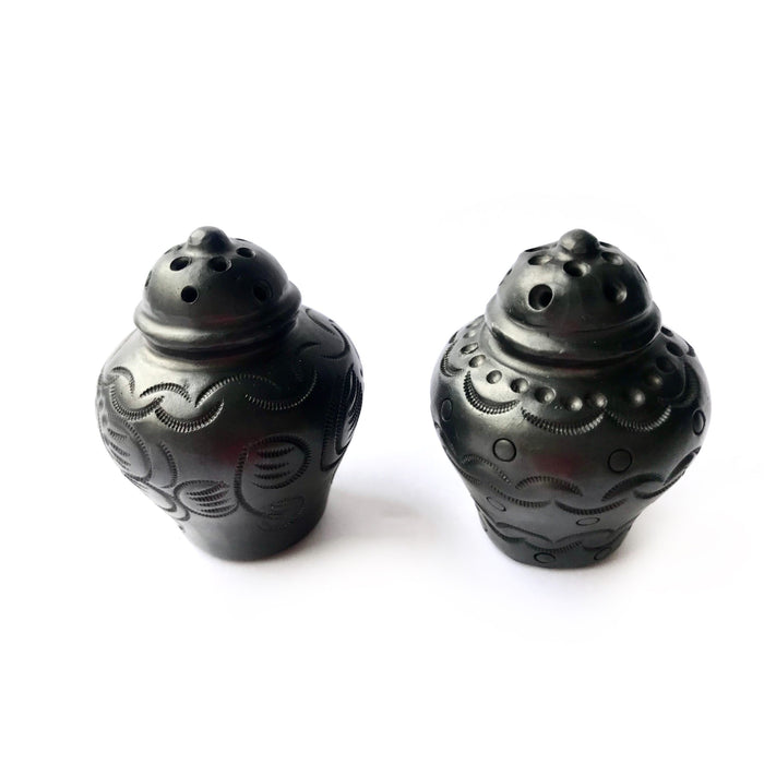 Black Clay Urn Shaped Salt / Pepper Shaker