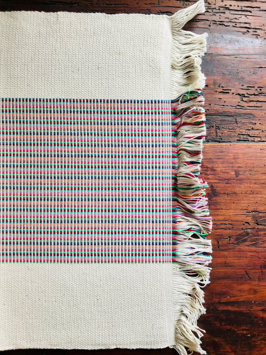 Fine Striped Placemats - Morning/White - Handmade on Pedal Loom - Set of 4