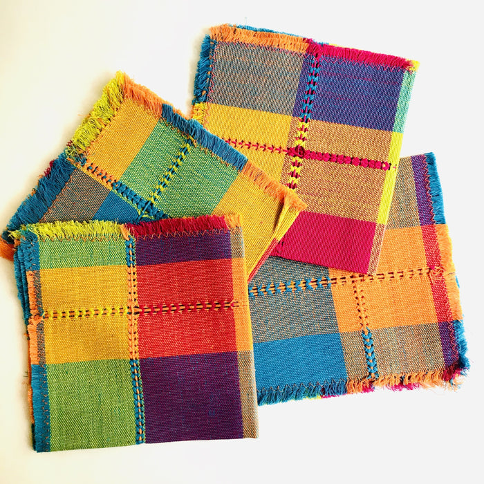 Pedal Loom Handwoven Cotton Napkins - Fiesta - Set of 4