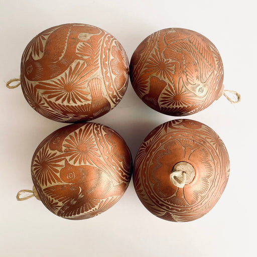 Carved Gourd Ornamental Sphere - Bronze