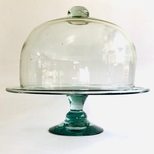 Blown Glass Cake Stand with the Bell - Large