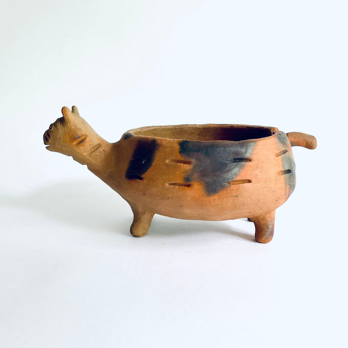 Red Clay Jaguar Shaped Salsa Bowl with Spoon - Large