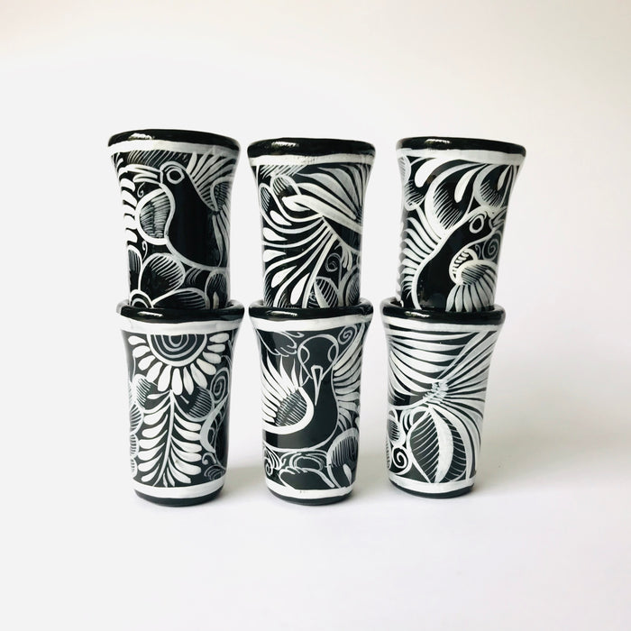 Black Hand-Painted and Glazed Tequila and Mezcal Shot Glass
