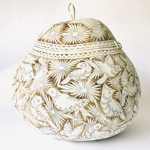 White Carved Gourd Tortillero