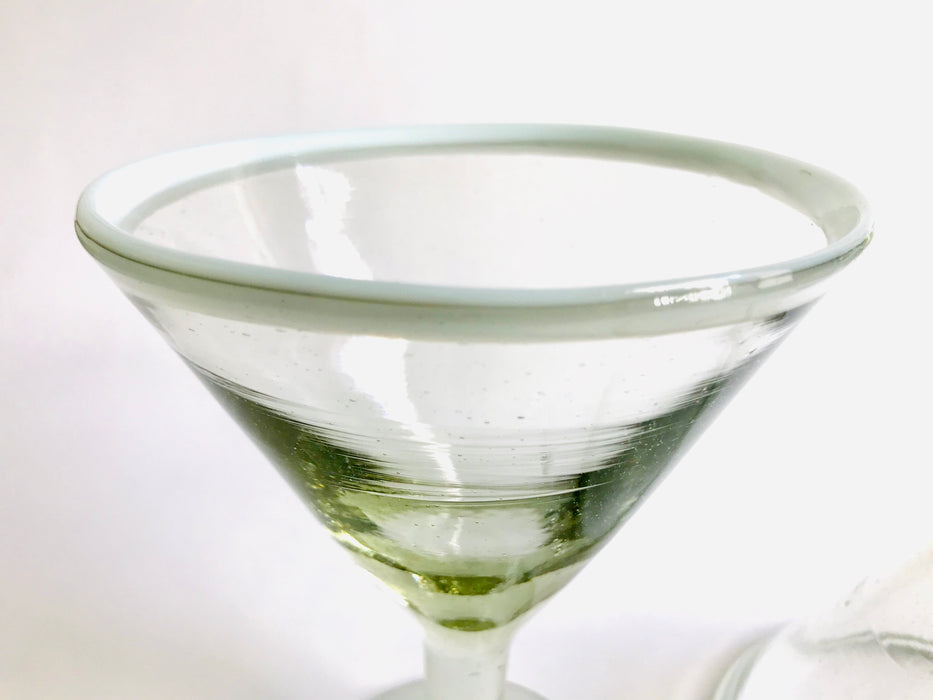 Blown Glass Margarita/Martini Glass With Colored Rim