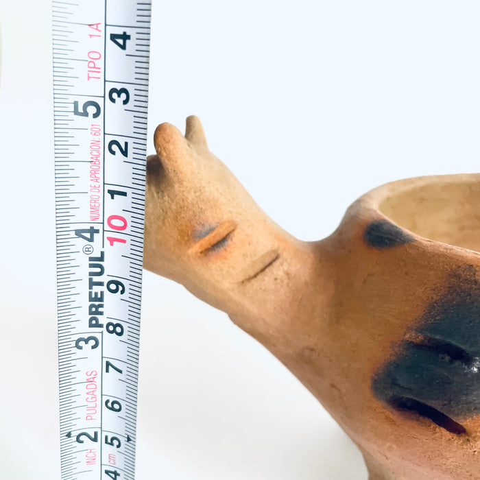 Red Clay Jaguar Shaped Salsa Bowl with Spoon - Large