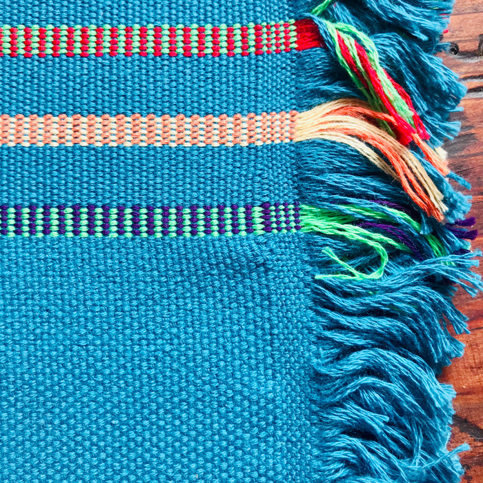 Striped Placemats - Turquoise - Handmade on Pedal Loom - Set of 4