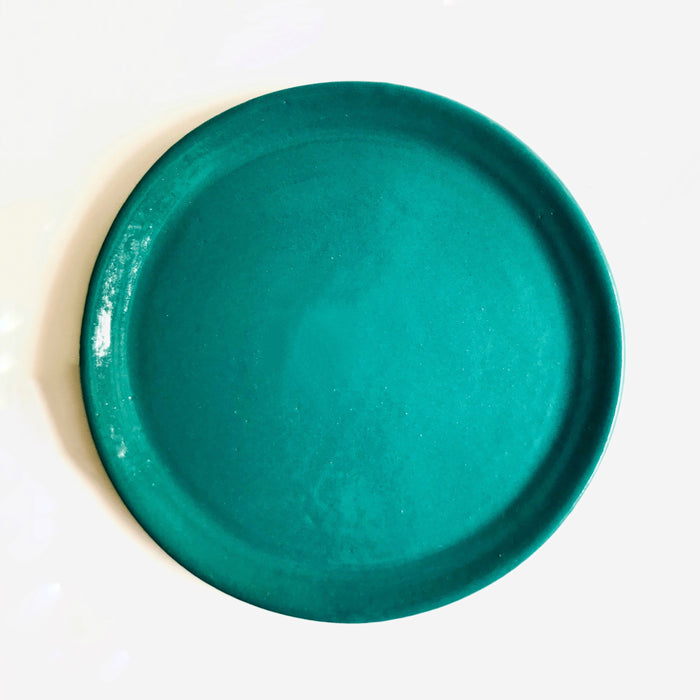 Glazed Clay Plate - Medium - Peacock Turquoise