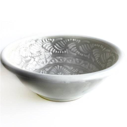 Talavera Bowl - White on Gray