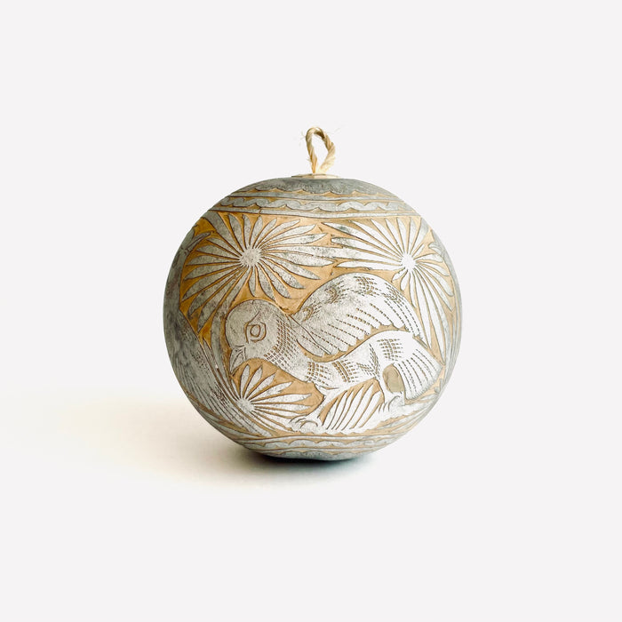 Carved Gourd Ornamental Sphere - Silver