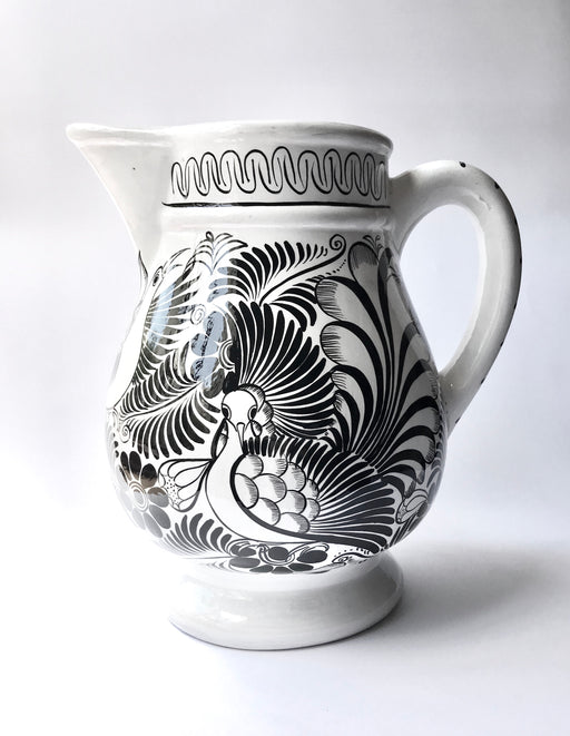 White Hand-Painted Glazed Pitcher