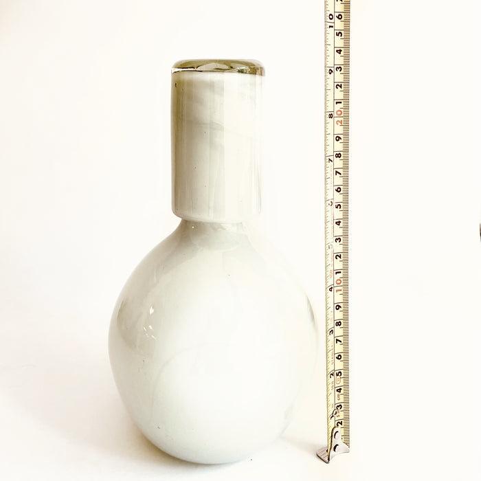 Blown Glass Water Carafe & Glass - Round - White