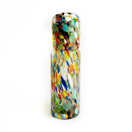 Blown Glass Water Carafe & Glass - Cylindrical - Confetti
