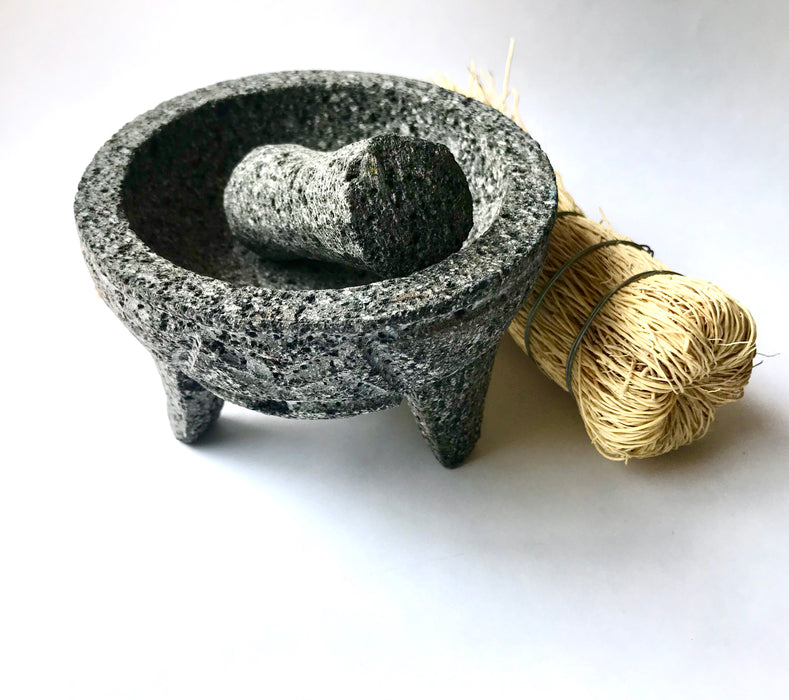 Mexico 1492: Serpent-adorned, traditional Mexican molcajete, small sized. Ideal for salsas and guacamole.