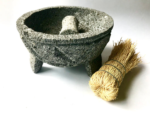 Mexico 1492: Serpent-adorned, traditional Mexican molcajete, medium sized. Ideal for salsas and guacamole.