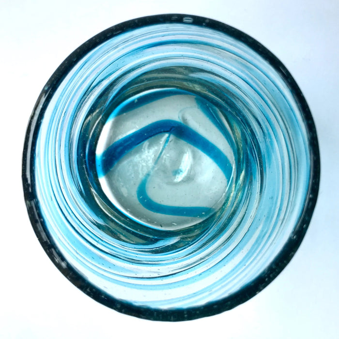 Mexico 1492 - hand blown glasses with a turquoise swirl